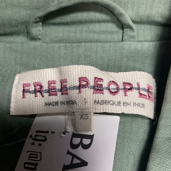 Free People Ruffle-Trim Military-Style Jacket in Sage Green -  Size XS - Picture 8 of 14